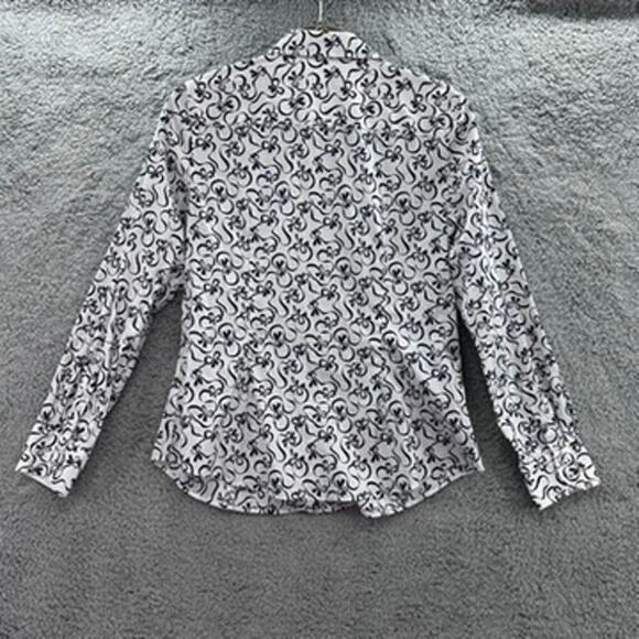 Talbots Size 6 Long Sleeve Button Up Collard Shirt Bow Pattern Classic Work - Picture 8 of 10